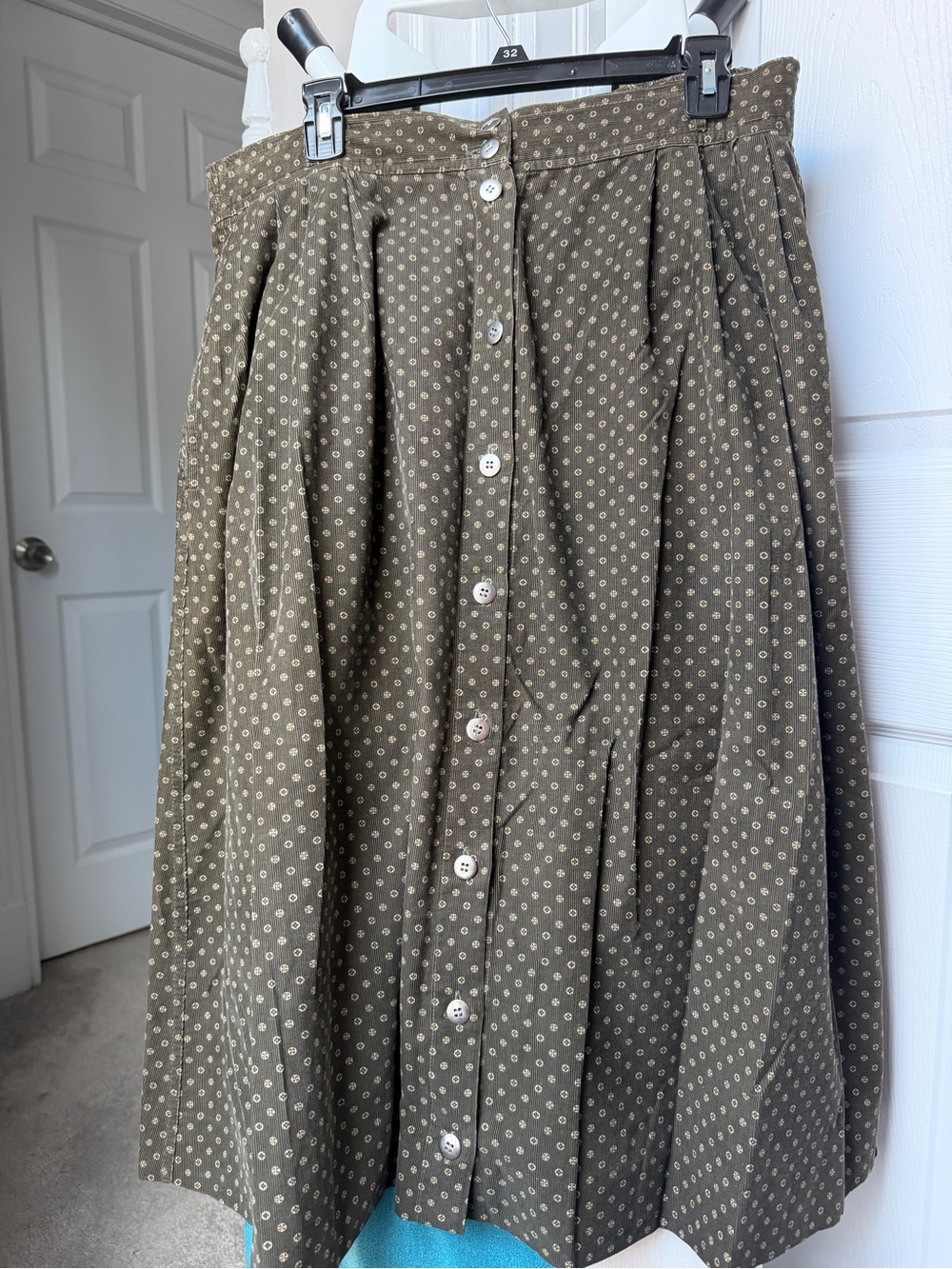Together! Brown Cotton Midi Skirt | Corduroy | Size 16W | Pockets